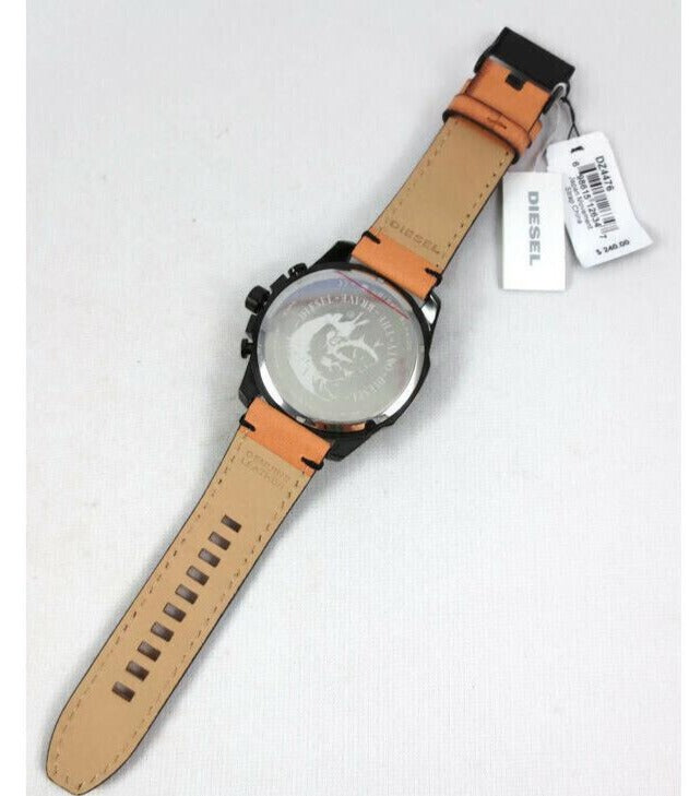 Diesel Mega Chief Chronograph Black Dial Brown Leather Strap Watch For Men - DZ4476 Buy Now By Diesel