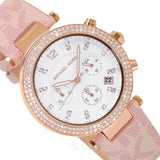 Michael Kors Parker Chronograph White Dial Pink Leather Strap Watch For Women - MK6935 Buy Now By Michael Kors