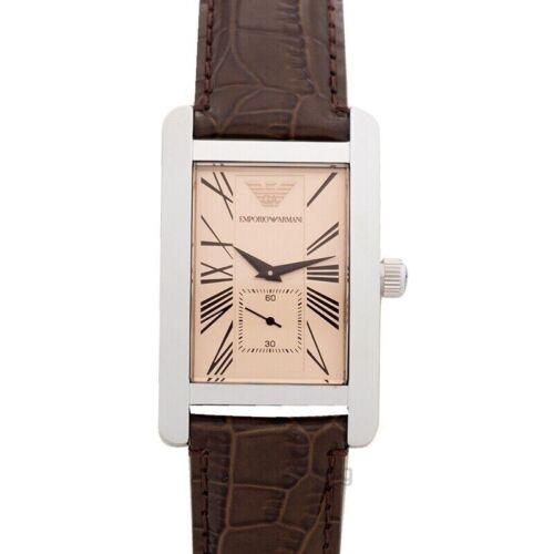 Emporio Armani Classic Beige Dial Brown Leather Strap Watch For Men - AR0154 Buy Now By Emporio Armani