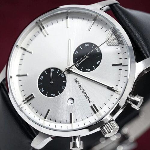 Emporio Armani Gianni White Dial Black Leather Strap Watch For Men - AR0385 Buy Now By Emporio Armani