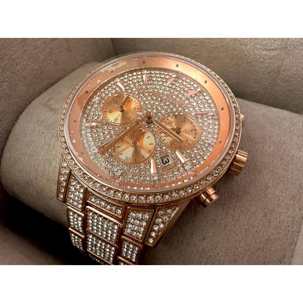 Michael Kors Ritz Three-Hand Glitz Rose Gold Dial Rose Gold Steel Strap Watch for Women - MK6748 Buy Now By Michael Kors