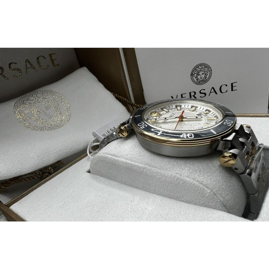 Versace Greca Sport Quartz White Dial Two Tone Steel Strap Watch For Men - VEZ300521 Buy Now By Versace