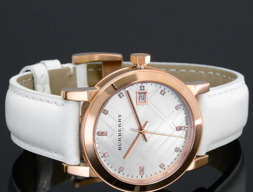 Burberry The City Diamonds White Dial White Leather Strap Watch for Women - BU9130 Buy Now By Burberry