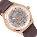 Emporio Armani Meccanico White Skeleton Dial Brown Leather Strap Watch For Men - AR60005 Buy Now By Emporio Armani