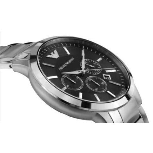 Emporio Armani Sportivo Chronograph Black Dial Silver Steel Strap Watch For Men - AR2460 Buy Now By Emporio Armani