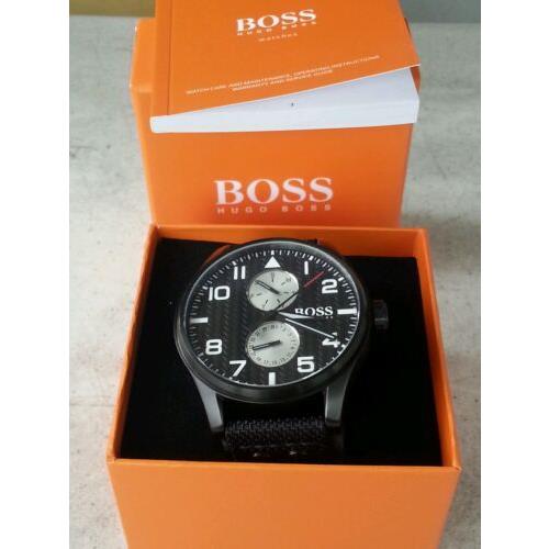 Hugo Boss Aeroliner Maxx Quartz Black Dial Black Nylon Strap Watch For Men - HB1513086 Buy Now By Hugo Boss