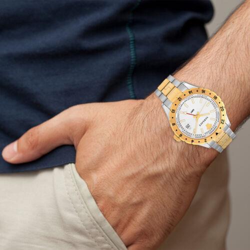 Versace Hellenyium GMT Silver Dial Two Tone Steel Strap Watch for Men - V11030015 Buy Now By Versace