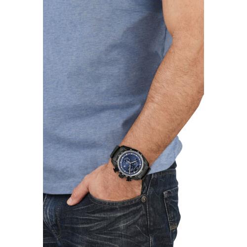 Versace V-Ray Chronograph Quartz Blue Dial Black Steel Strap Watch For Men - VE2I00521 Buy Now By Versace