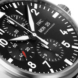 IWC Pilot's Watch Chronograph Black Dial Black Leather Strap Watch for Men - IW377709 Buy Now By IWC