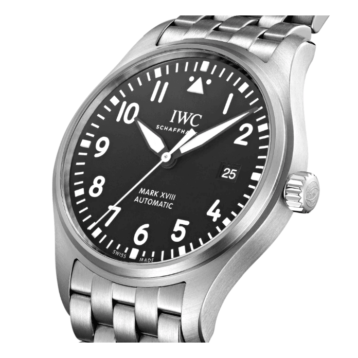 IWC Pilot’s Watch Mark XVIII Black Dial Silver Steel Strap Watch for Men - IW327015 Buy Now By IWC