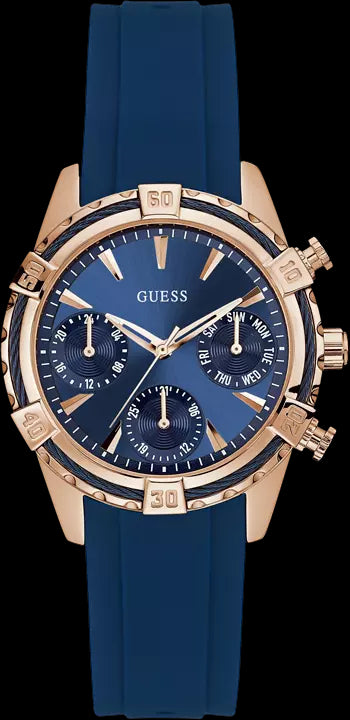 Guess Analog Quartz Blue Dial Blue Rubber Strap Watch For Women - W0562L3 Buy Now By Guess