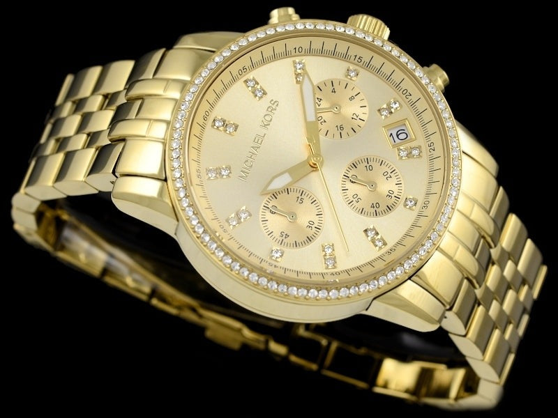 Michael Kors Runway Chronograph Gold Dial Gold Steel Strap Watch For Women - MK5698 Buy Now By Michael Kors