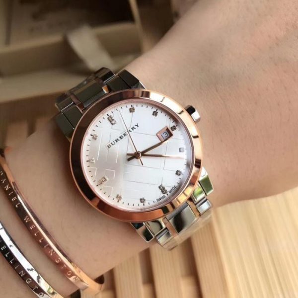 Burberry The City Diamonds White Dial Two Tone Steel Strap Watch for Women - BU9127 Buy Now By Burberry