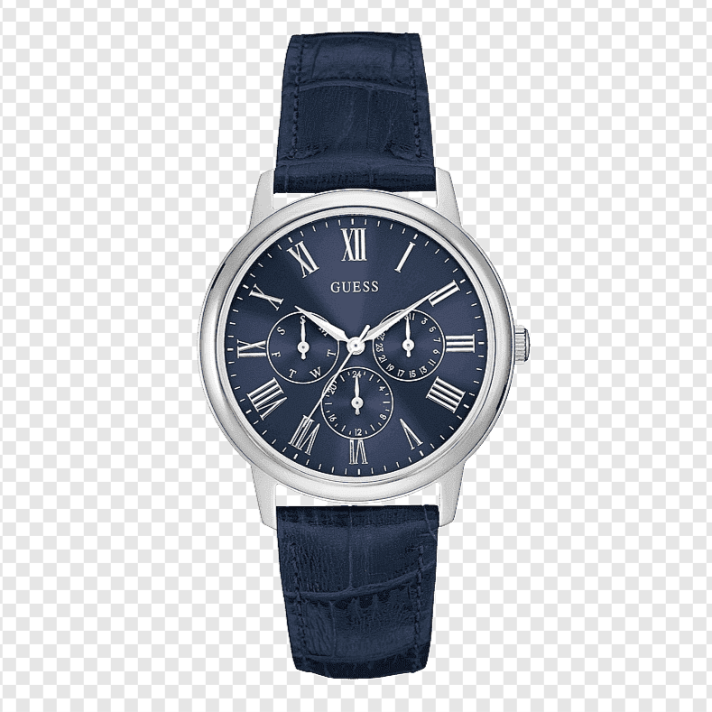 Guess Wafer Chronograph Quartz Blue Dial Blue Leather Strap Watch For Men - W0496G3 Buy Now By Guess