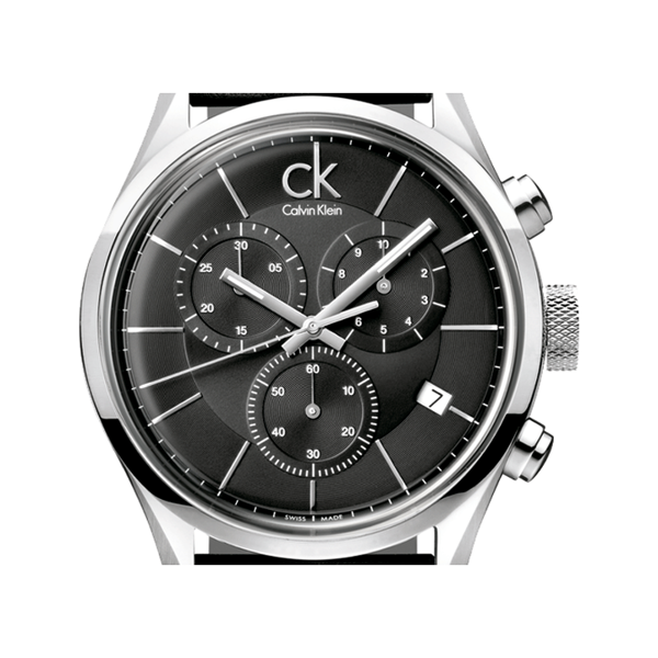Calvin Klein Masculine Chronograph Black Dial Black Leather Strap Watch for Men - K2H27102 Buy Now By Calvin Klein