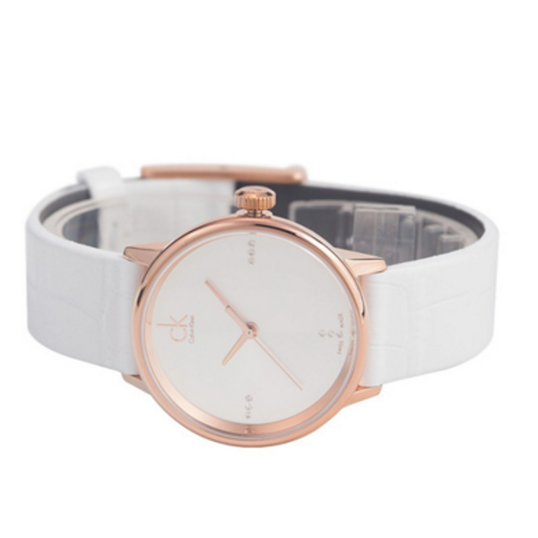 Calvin Klein Accent White Dial White Leather Strap Watch for Women - K2Y2Y6KW Buy Now By Calvin Klein