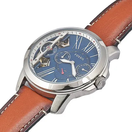 Fossil Grant Twist Multifunction Blue Dial Brown Leather Strap Watch for Men - ME1161 Buy Now By Fossil