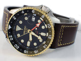 Seiko 5 Sports SKX GMT Automatic Mocha Black Dial Brown Leather Strap Watch For Men - SSK036K1