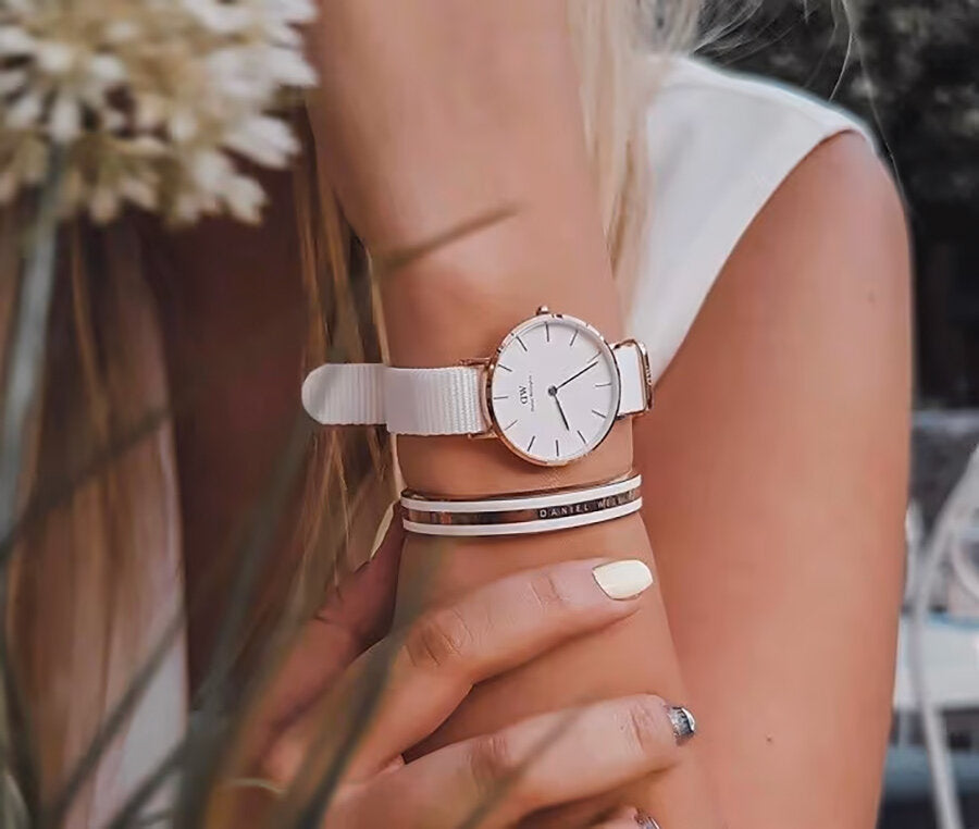 Daniel Wellington Petite Dover Quartz White Dial White NATO Strap Watch For Women - DW001000313 Buy Now By Daniel Wellington
