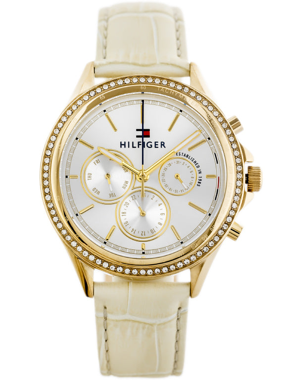 Tommy Hilfiger Ari Diamonds White Dial Cream Leather Strap Watch for Women - 1781982 Buy Now By Tommy Hilfiger