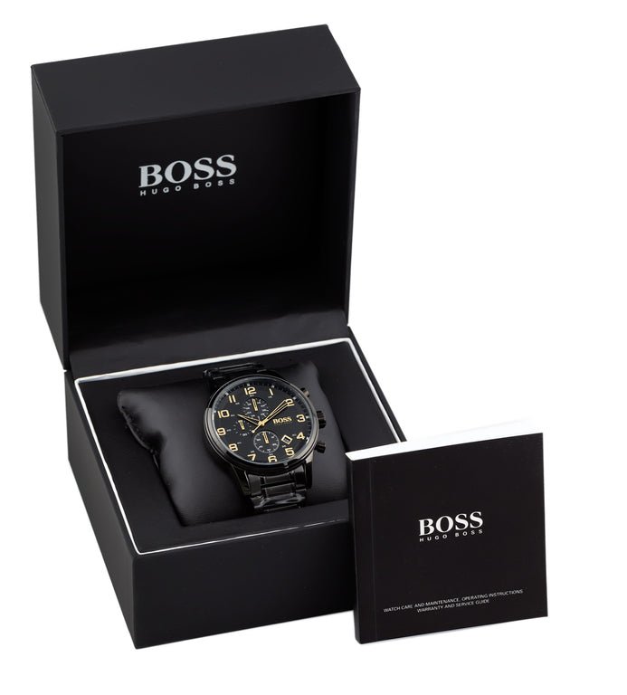 Hugo Boss Aeroliner Black Dial Black Steel Strap Watch for Men - 1513275 Buy Now By Hugo Boss