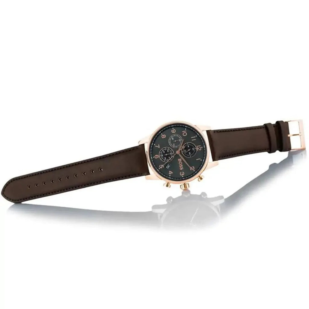 Hugo Boss Navigator Grey Dial Brown Leather Strap Watch for Men - 1513496 Buy Now By Hugo Boss