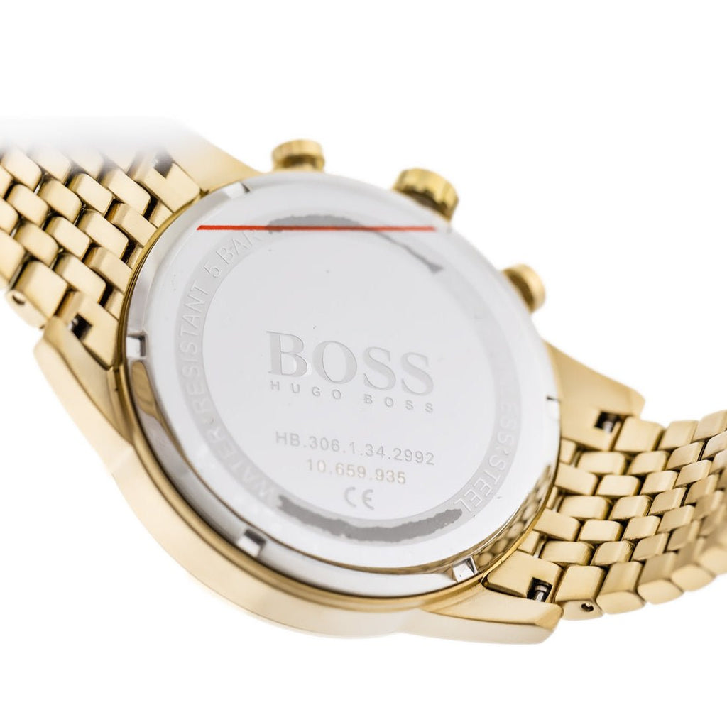 Hugo Boss Navigator Black Dial Gold Steel Strap Watch for Men - 1513531 Buy Now By Hugo Boss