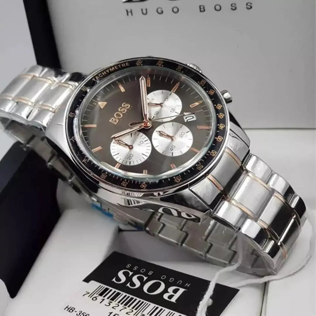 Hugo Boss Trophy Chronograph Grey Dial Silver Steel Strap Watch for Men - 1513634 Buy Now By Hugo Boss