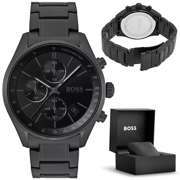 Hugo Boss Grand Prix Black Dial Black Steel Strap Watch for Men - 1513676 Buy Now By Hugo Boss