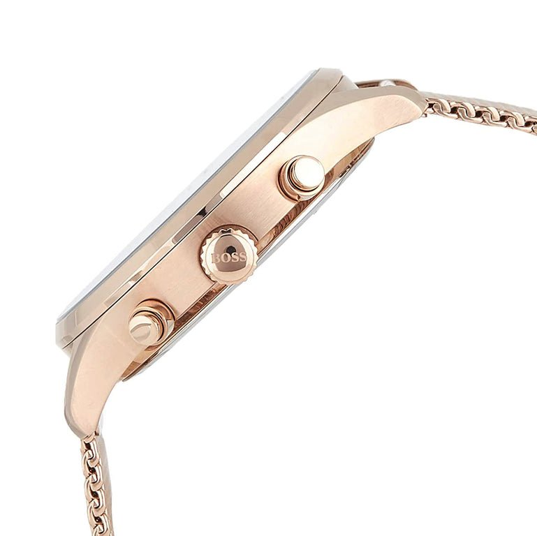 Hugo Boss Associate Black Dial Rose Gold Mesh Bracelet Watch for Men - 1513806 Buy Now By Hugo Boss