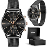 Hugo Boss Associate Black Dial Black Mesh Bracelet Watch for Men - 1513811 Buy Now By Hugo Boss
