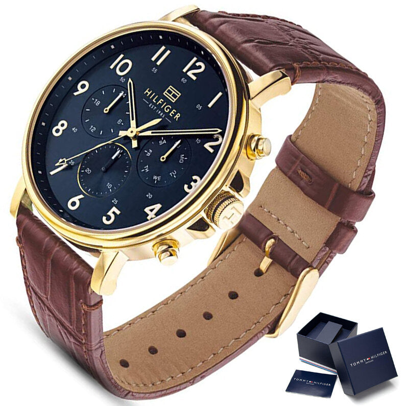 Tommy Hilfiger Daniel Blue Dial Brown Leather Strap Watch for Men - 1710380 Buy Now By Tommy Hilfiger