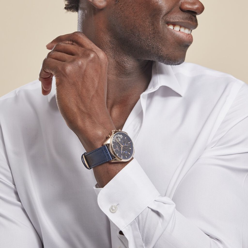 Tommy Hilfiger Baker Chronograph Quartz Blue Dial Blue Leather Strap Watch For Men - 1710451 Buy Now By Tommy Hilfiger