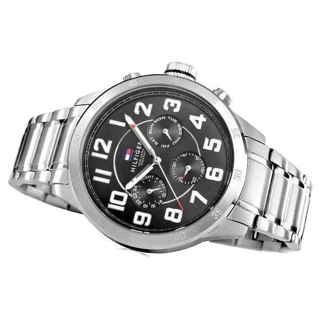 Tommy Hilfiger Trent Chronograph Black Dial Silver Steel Strap Watch for Men - 1791054 Buy Now By Tommy Hilfiger