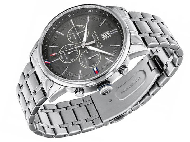 Tommy Hilfiger Kyle Chronograph Grey Dial Silver Steel Strap Watch for Men - 1791632 Buy Now By Tommy Hilfiger