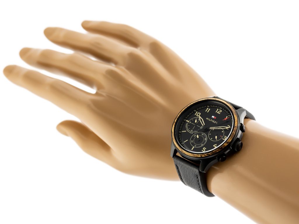 Tommy Hilfiger Asher Chronograph Black Dial Black Leather Strap Watch For Men - 1791854 Buy Now By Tommy Hilfiger