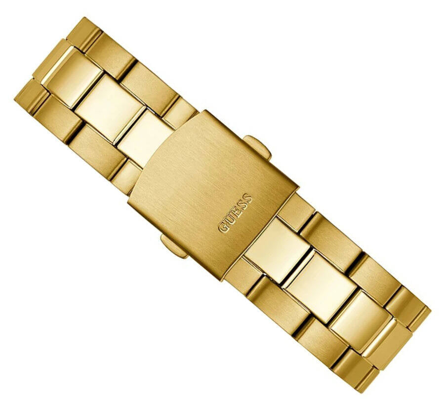 Guess Axle Multifunction Black Dial Gold Steel Strap Watch For Men - GW0488G2 Buy Now By Guess