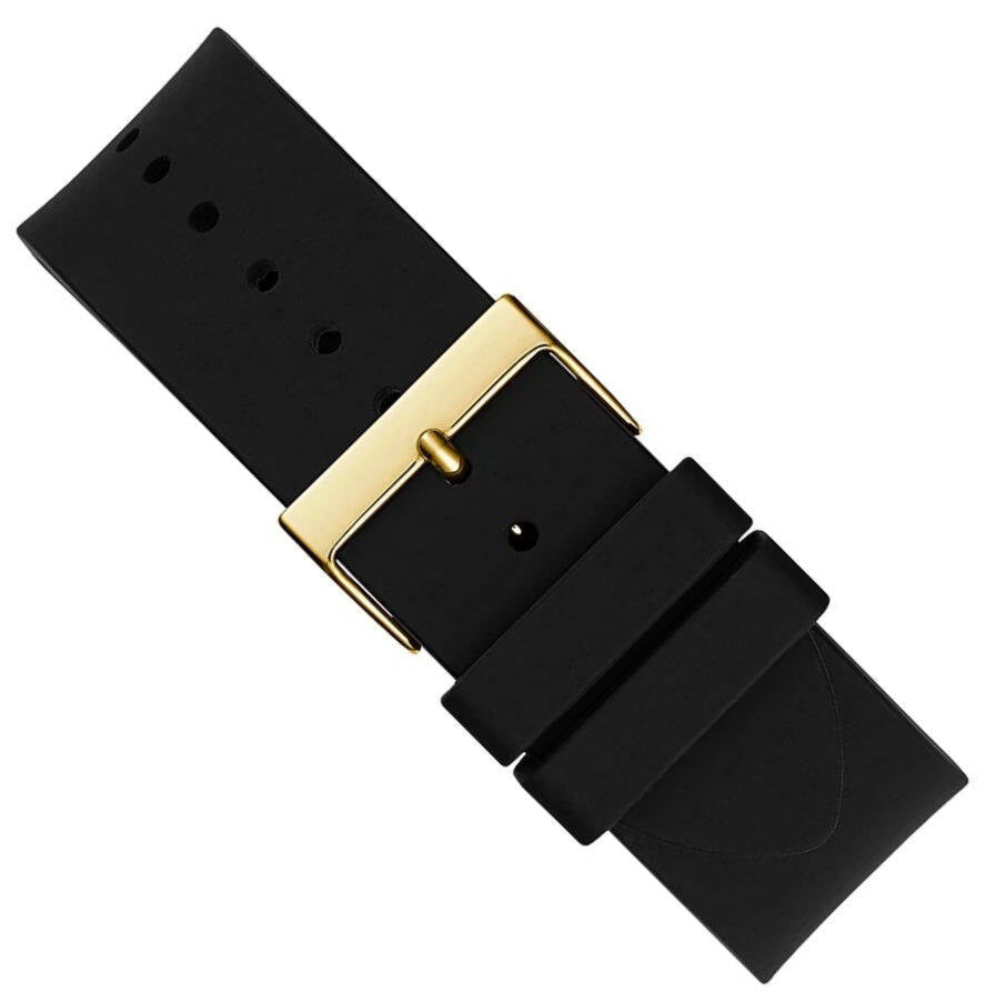 Guess King Quartz Crystals Gold Dial Black Silicone Strap Watch For Men - GW0537G2 Buy Now By Guess