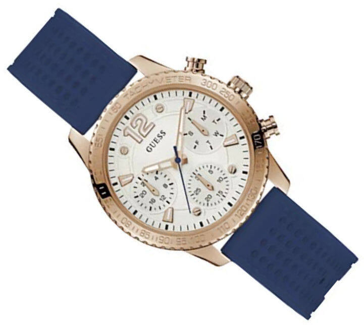 Guess Marina Multifunction White Dial Blue Rubber Strap Watch for Women - W1025L4 Buy Now By Guess