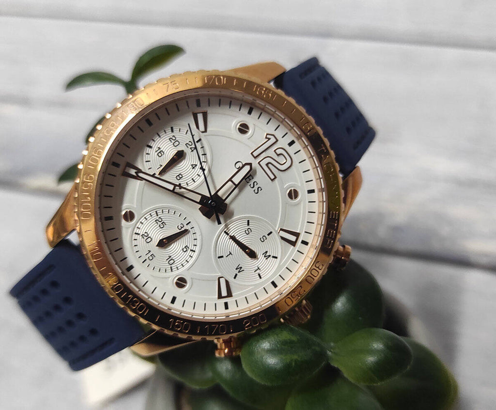 Guess Marina Multifunction White Dial Blue Rubber Strap Watch for Women - W1025L4 Buy Now By Guess