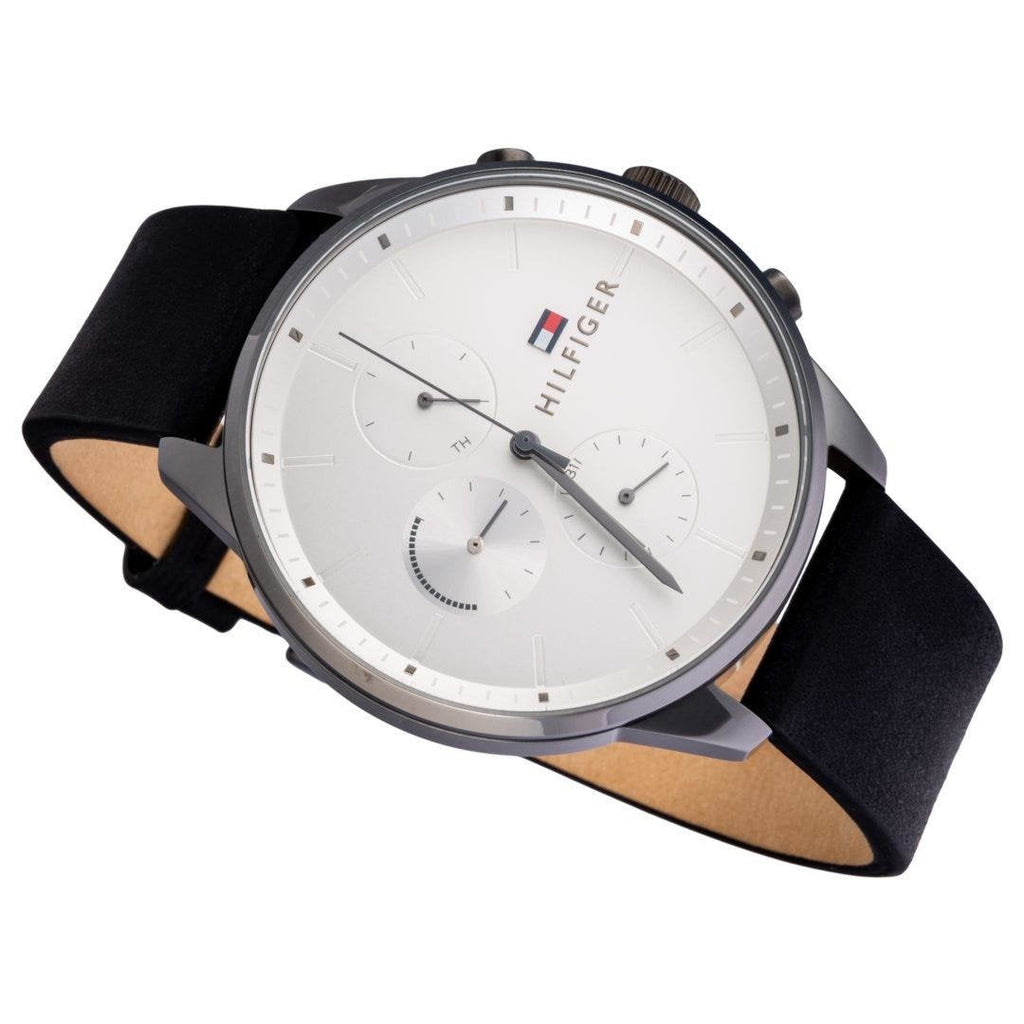 Tommy Hilfiger Lexor Silver Dial Black Leather Strap Watch For Men - 1791489 Buy Now By Tommy Hilfiger