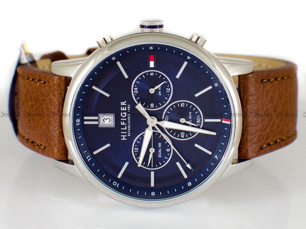 Tommy Hilfiger Kyle Multifunction Blue Dial Brown Leather Strap Watch for Men - 1791629 Buy Now By Tommy Hilfiger