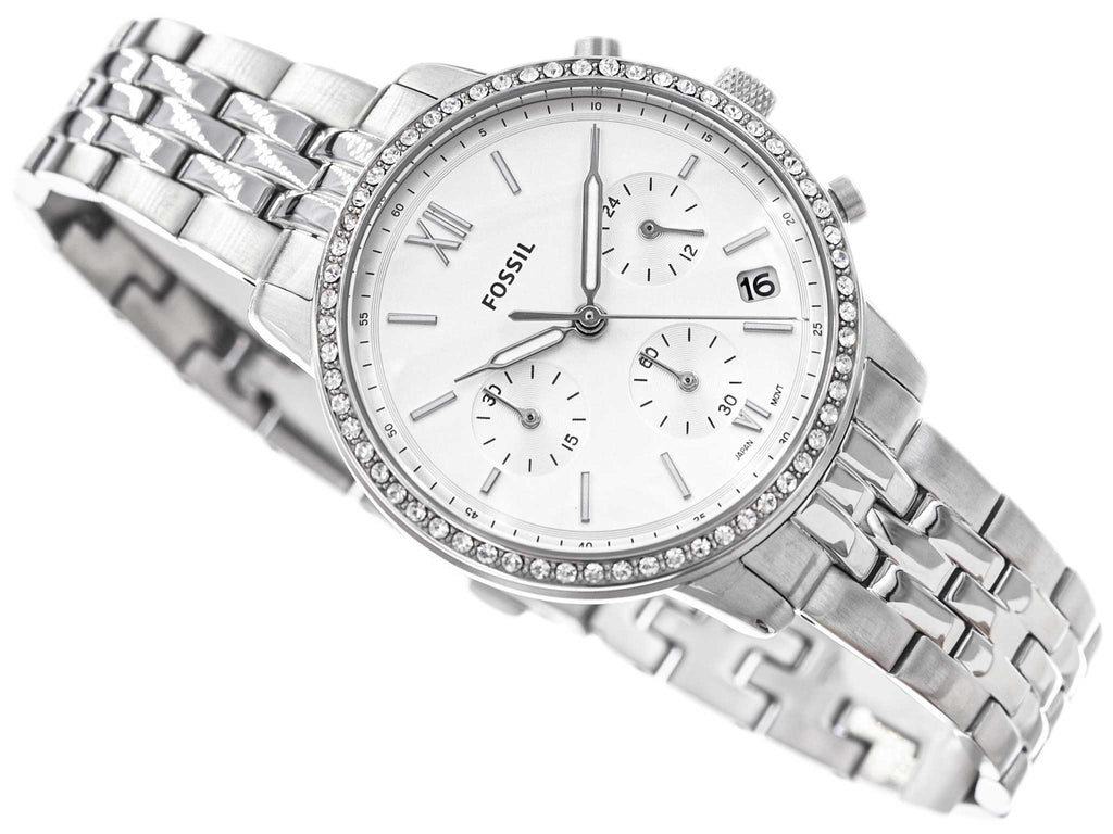 Fossil Neutra Chronograph Silver Dial Silver Steel Strap Watch for Women - ES5217 Buy Now By Fossil