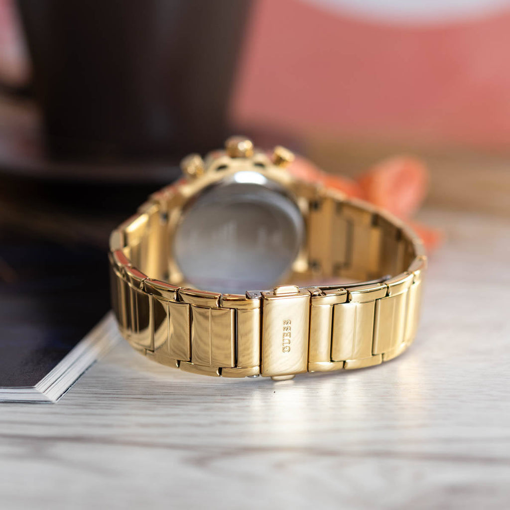 Guess Fusion Chronograph Gold Dial Gold Steel Strap Watch for Women - GW0552L2 Buy Now By Guess