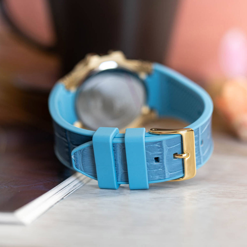 Guess Fusion Chronograph Blue Dial Blue Leather Strap Watch For Women - GW0553L3 Buy Now By Guess