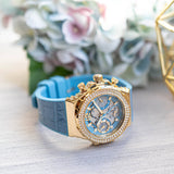 Guess Fusion Chronograph Blue Dial Blue Leather Strap Watch For Women - GW0553L3 Buy Now By Guess