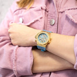 Guess Fusion Chronograph Blue Dial Blue Leather Strap Watch For Women - GW0553L3 Buy Now By Guess