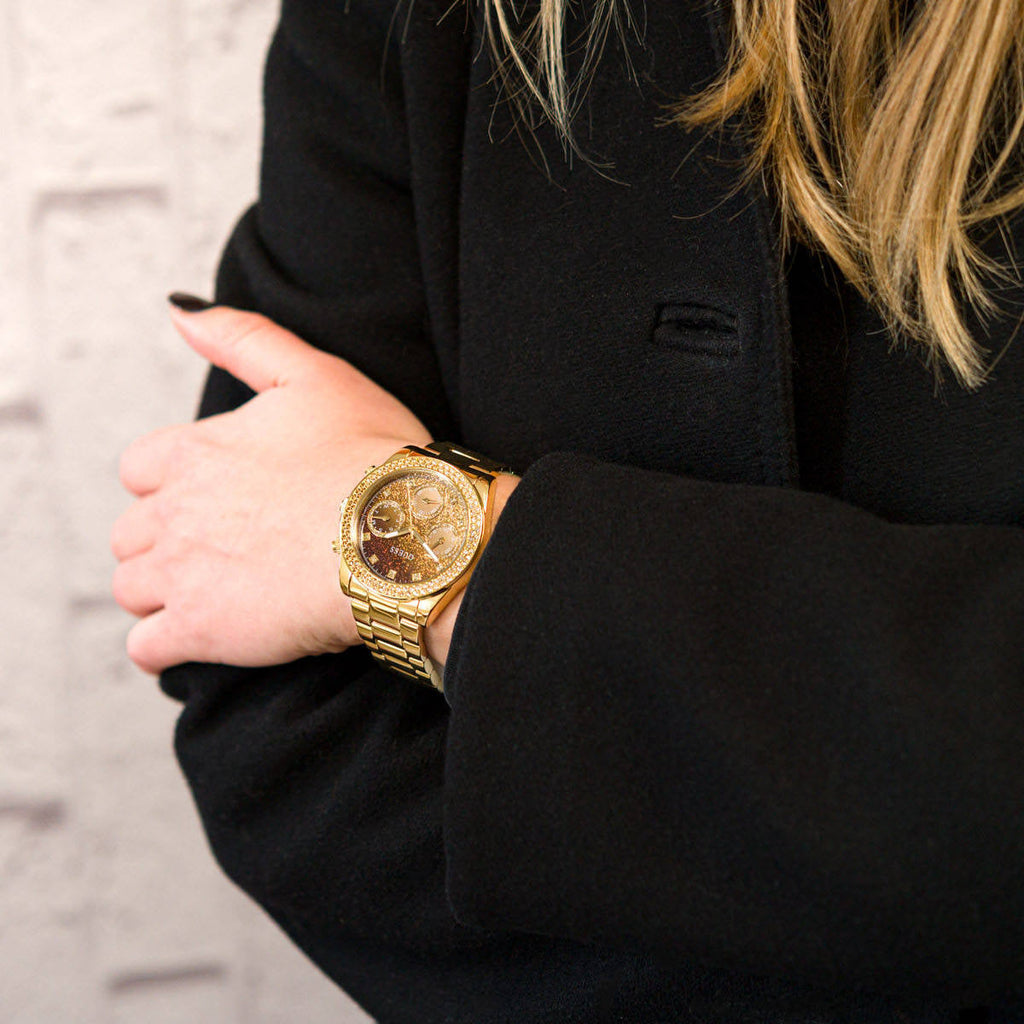 Guess Sol Chronograph Gold Dial Gold Steel Strap Watch For Women - GW0483L2 Buy Now By Guess