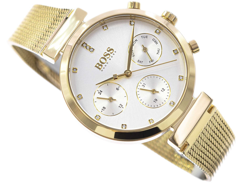 Hugo Boss Flawless White Dial Gold Mesh Bracelet Watch for Women - 1502552 Buy Now By Hugo Boss