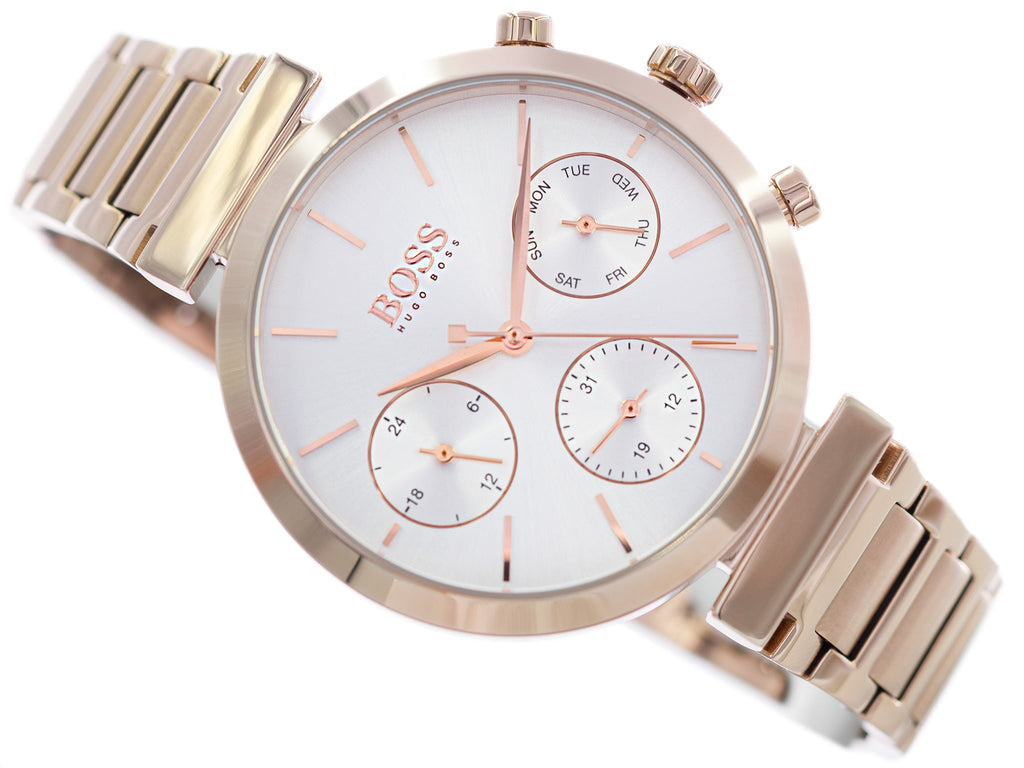 Hugo Boss Flawless Quartz White Dial Gold Steel Strap Watch for Women -1502531 Buy Now By Hugo Boss